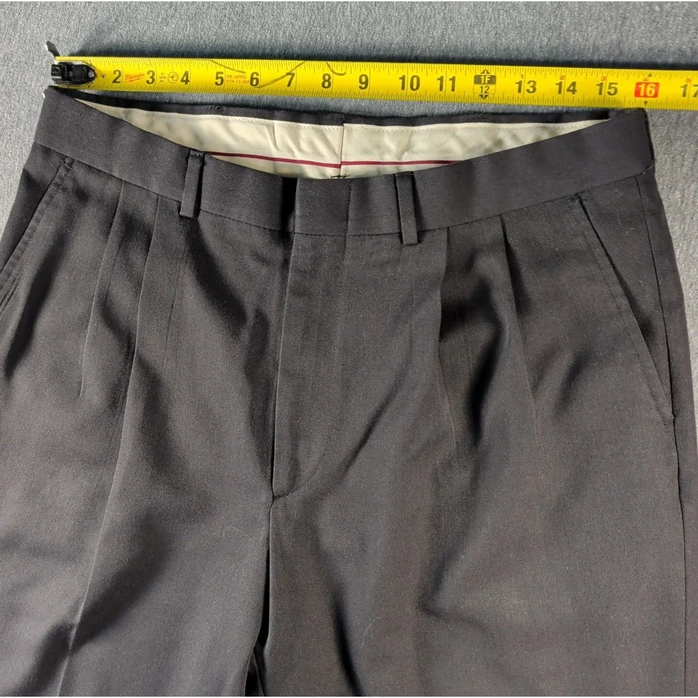 Vtg Arnold Palmer Pleated 32x27 Trousers Golf Pants Black Wool Blend USA Made